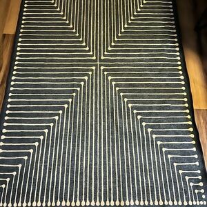 Geometric Blue and Cream Area Rug